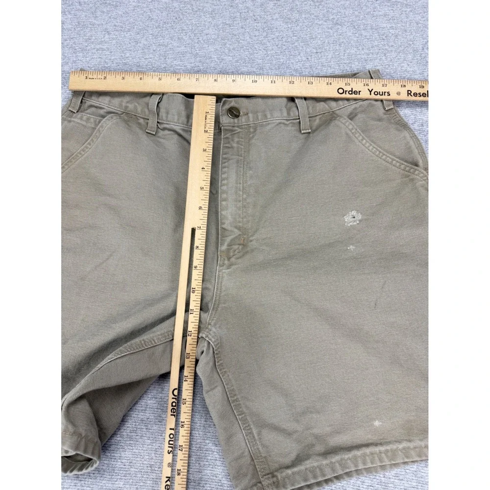 Carhartt‎ B28 DES Mens 36 Canvas Carpenter Shorts Desert Tan Distressed Workwear